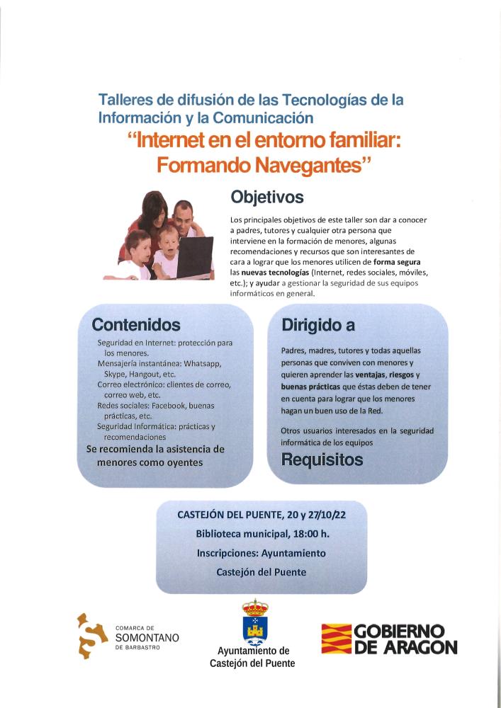 Imagen Talleres de difusión de las Tecnologías de la Información y la Comunicación en Castejón del Puente