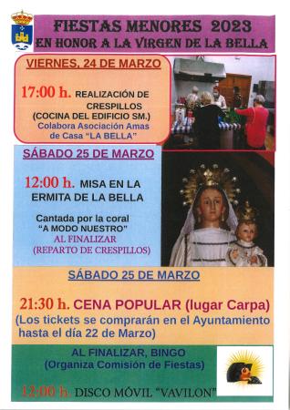 Fiestas Menores 2023 en honor a la Virgen de La Bella